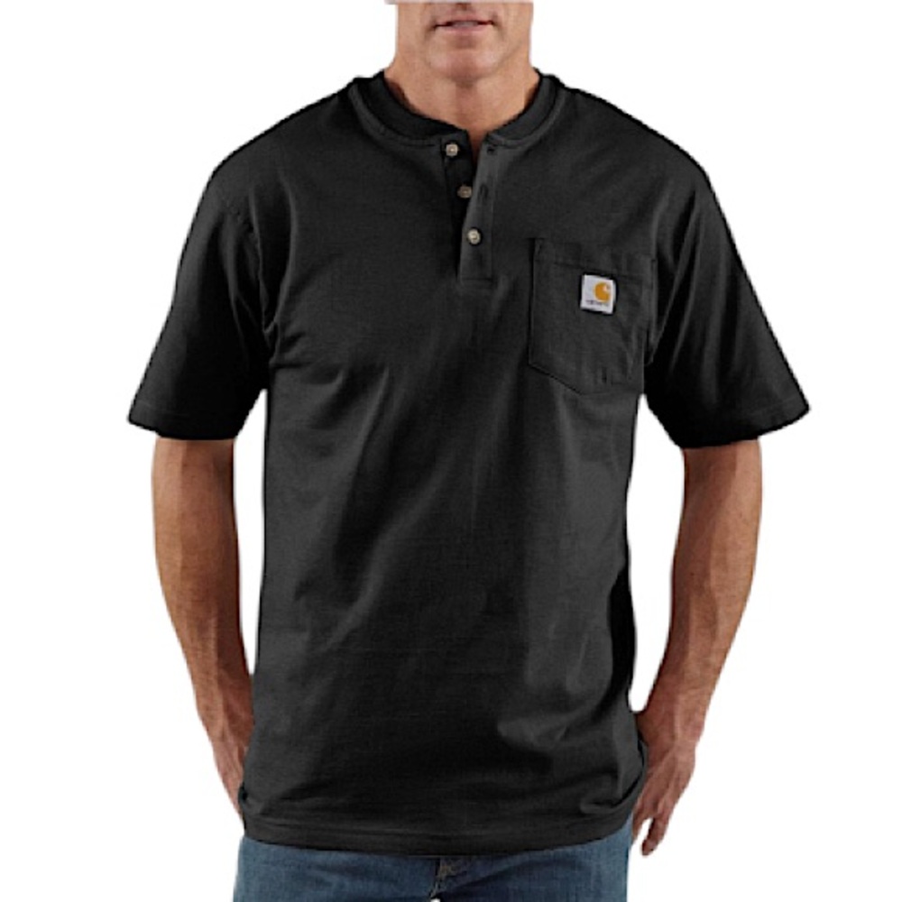 Carhartt Carbon Gray Short Sleeve Shirt Henley 3 button loose fit tall sz 3XL